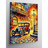 Kanvas Tablo Nostaljik Araba ve Sokak Işıkları, 70 x 100