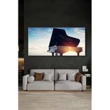Kanvas Tablo Panoramik Yatay Tekli Ev Kafe Ofis Mavi Gökyüzü Arka Planında Kuyruklu Piano 2523