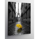 Kanvas Tablo Paris Ve Sarı Şemsiye, 70 x 100