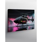 Kanvas Tablo Pembe Ve Siyah Helikopter Çizimi 50cmx70cm
