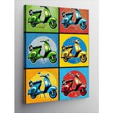 Kanvas Tablo Pop Art Motosiklet Çizimleri