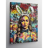 Kanvas Tablo Pop Art Tavşan Kadın, 100 x 140
