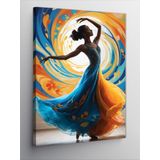 Kanvas Tablo Renkli Elbise İle Dansçı