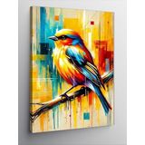 Kanvas Tablo Renkli Kuş Ve Çizgiler, 100 x 140