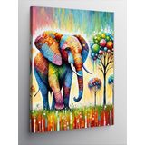 Kanvas Tablo Renkli Soyut Fil Çizimi, 100 x 140