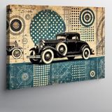 Kanvas Tablo Retro Araba Ve Geometrik Sanat