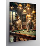 Kanvas Tablo Retro Bilardo Oynayan Köpekler