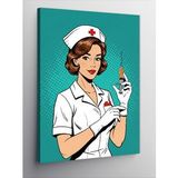 Kanvas Tablo Retro Hemşire ve Şırınga