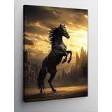 Kanvas Tablo Siyah At Ve Gün Batımı, 50 x 70