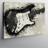 Kanvas Tablo Siyah Beyaz Gitar