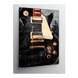 Kanvas Tablo Siyah Les Paul Elektro Gitar