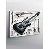 Kanvas Tablo Siyah Modern Gitar 70cmx100cm