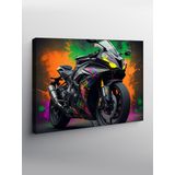 Kanvas Tablo Siyah Neon Işıklı Motosiklet 50cmx70cm