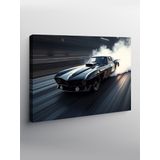 Kanvas Tablo Siyah Spor Araba Pistte 70cmx100cm