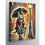 Kanvas Tablo Sokak Lambası Altında Kedi, 100 x 140 CNVSDKEY141237