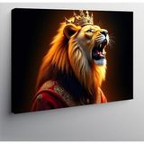 Kanvas Tablo Taç Giymiş Aslan Figürü 100cmx140cm