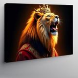 Kanvas Tablo Taç Giymiş Aslan Figürü 50cmx70cm