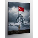 Kanvas Tablo Türk Bayrağı ve Dağ
