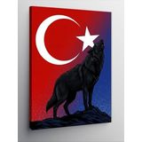 Kanvas Tablo Türk Bayrağı Ve Kurt, 100 x 140 CNVSDKEY140574