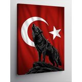 Kanvas Tablo Türk Bayrağı ve Kurt, 50 x 70 CNVSDKEY137029