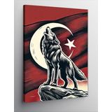 Kanvas Tablo Türk Bayrağı ve Kurt, 70 x 100 CNVSDKEY137522