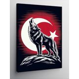 Kanvas Tablo Türk Bayrağı Ve Kurt, 70 x 100 CNVSDKEY139475