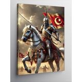 Kanvas Tablo Türk Bayrağı Ve Şövalye, 50 x 70 CNVSDKEY141121