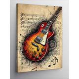 Kanvas Tablo Turuncu Gitar ve Müzikal Tasarım