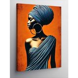 Kanvas Tablo Turuncu Tonlarda Afrikalı Kadın
