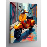Kanvas Tablo Turuncu Vespa Çizimi