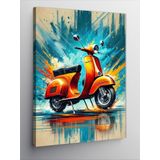 Kanvas Tablo Turuncu Vespa ve Enerji Patlaması