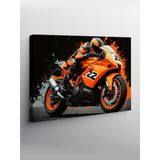 Kanvas Tablo Turuncu Yarış Motosikleti 100cmx140cm