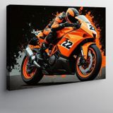 Kanvas Tablo Turuncu Yarış Motosikleti 70cmx100cm