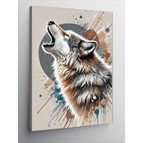 Kanvas Tablo Uluyan Kurt ve Doğanın Gücü, 70 x 100