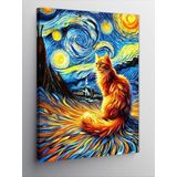 Kanvas Tablo Van Gogh Tarzı Kedi, 70 x 100 CNVSDKEY140755
