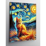 Kanvas Tablo Van Gogh Tarzı Kedi, 70 x 100 CNVSDKEY140802