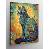 Kanvas Tablo Van Gogh Tarzı Kedi