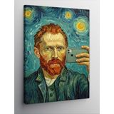 Kanvas Tablo Van Gogh ve Yıldızlı Portre, 70 x 100