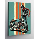 Kanvas Tablo Vintage Motorcu Ve Bisiklet