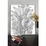 KanvasSepeti Çiçek 40x30cm Çocuklar Için Özel Boyanabilir Tablo Tuval Mandala Kalem Hediyesi Yoktur.