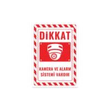 KanvasSepeti Dikkat Kamera Ve Alarm Sistemi Vardır Uyarı Folyo Etiket Baskı (21,6×30,3CM) Sticker