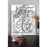 KanvasSepeti Ejderha 40x30cm Çocuklar Için Özel Boyanabilir Tablo Tuval Mandala Kalem Hediyesi Yoktur.