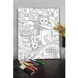 KanvasSepeti Kedi 3 40x30cm Çocuklar Için Özel Boyanabilir Tablo Tuval Mandala Kalem Hediyesi Yoktur.