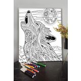 KanvasSepeti Kurt 40x30cm Çocuklar Için Özel Boyanabilir Tablo Tuval Mandala Kalem Hediyesi Yoktur.