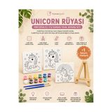 KanvasSepeti Unicorn Rüyası Mini Şövaleli 3'lü Boyanabilir Kanvas Tuval Seti 20x20 12 Renk Boya