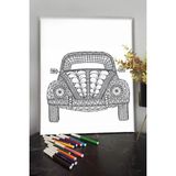 Kanvassepetinet Araba 1 40X30CM Çocuklar Için Özel Boyanabilir Tablo Tuval Mandala Kalem Hediyesi Yoktur.