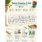Kanvassepetinet Boyanabilir Kesilebilir Rulo Tuval Deniz Canlıları 2. Seri 8 Model Çocuk Boyama Seti 160X30 cm