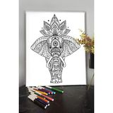 Kanvassepetinet Fil 2 40X30CM Çocuklar Için Özel Boyanabilir Tablo Tuval Mandala Kalem Hediyesi Yoktur.