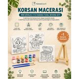 Kanvassepetinet Korsan Macerası Mini Şövaleli 3'lü Boyanabilir Kanvas Tuval Seti 20X20 12 Renk Boya