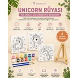 Kanvassepetinet Unicorn Rüyası Mini Şövaleli 3'lü Boyanabilir Kanvas Tuval Seti 20X20 12 Renk Boya
